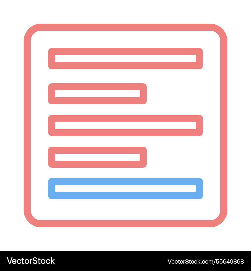 Outline-Liste mit editierbaren Textfeldern Design Vektorbild