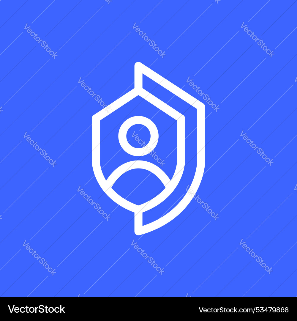People icon with shield secure guard line simple People icon with shield secure guard line simple Vector Image