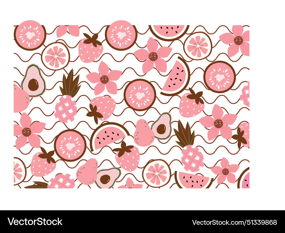 Seamless pattern with fruit tropical leaf flower Vector Image