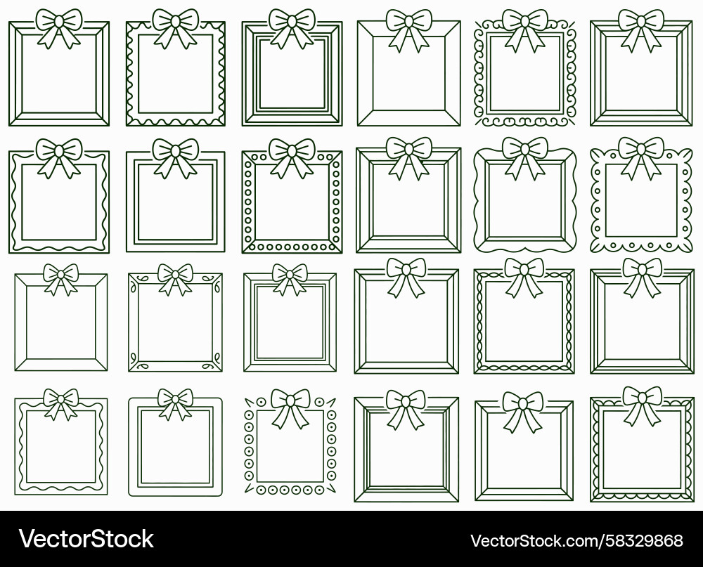 Square Frames with Bows & Borders Vector Image