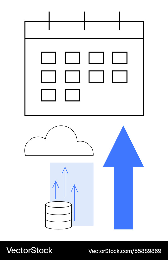 Cloud data storage and calendar scheduling vector image