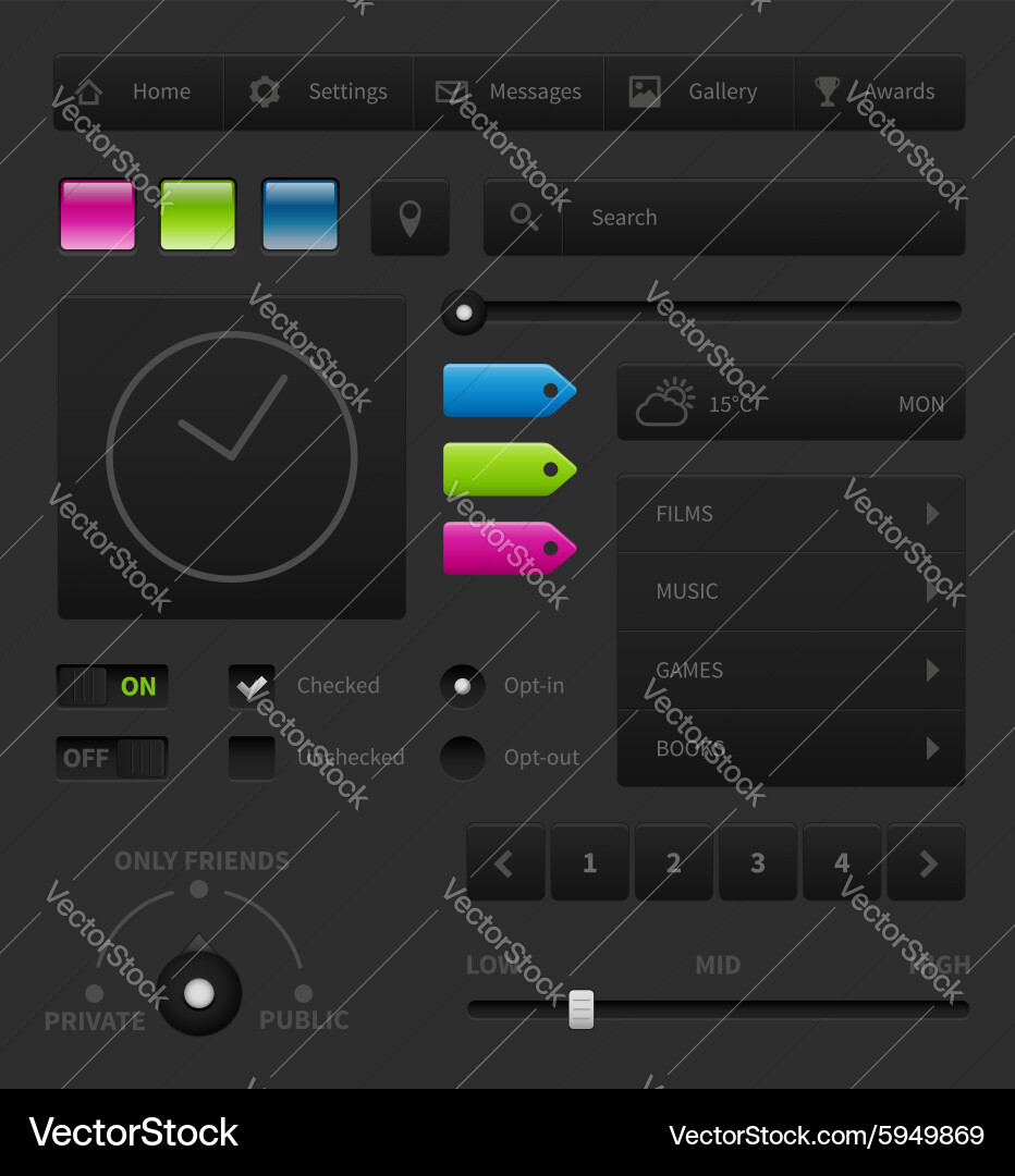 Dark user interface Vector Image