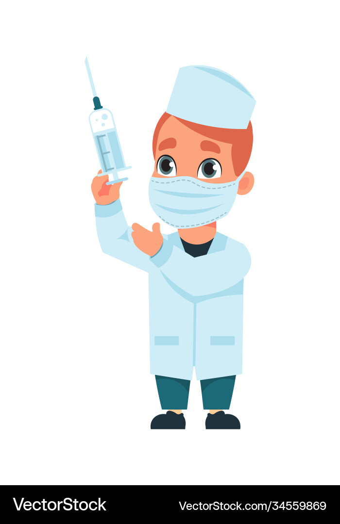 Funny kid doctor hospital workers cartoon man Funny kid doctor hospital workers cartoon man vector image