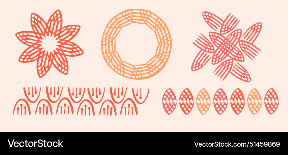 Peach fuzz botanical set texture motif Peach fuzz botanical set texture motif vector image