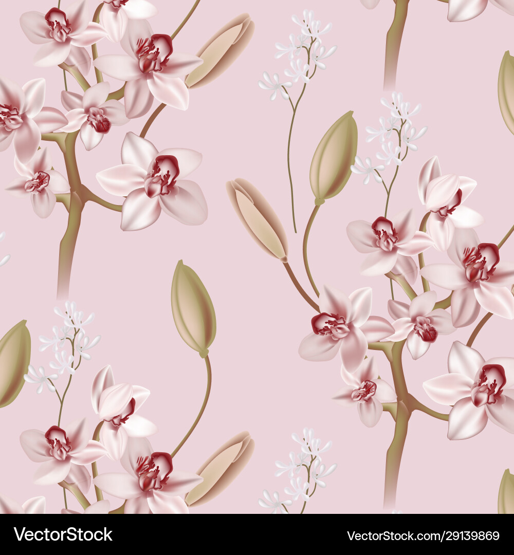 Pink Orchid Floral Pattern Royalty Free Vector Image