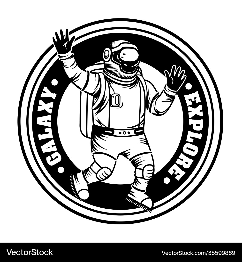 Vintage spaceman exploring galaxy Royalty Free Vector Image