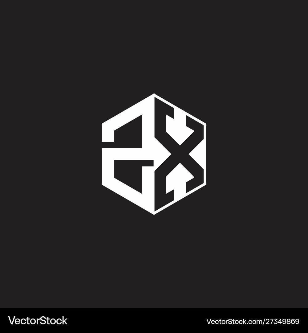ZX Monogram Logo - Hexagon with Black – Royalty-Free Vector