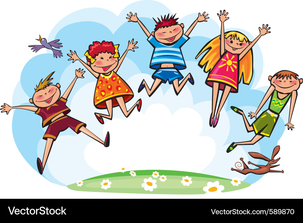 Children Jumping Joyfully Royalty Free Vector Image