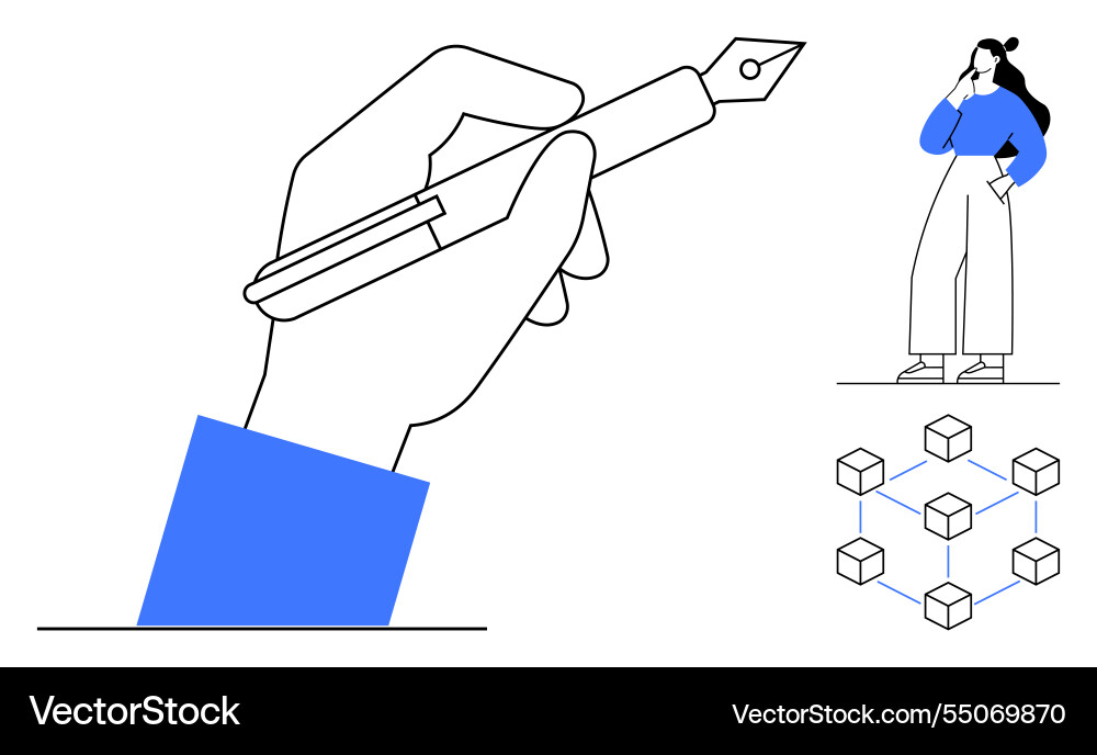 Creative process and blockchain technology concept Vector Image