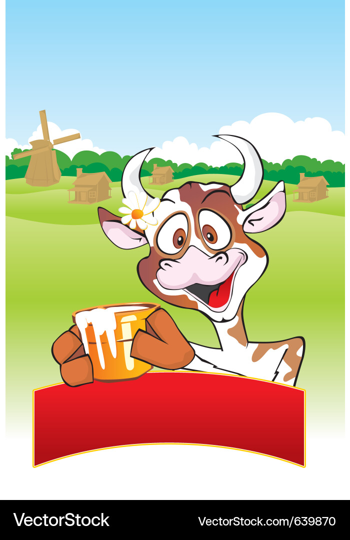 Cute Cartoon Cow Vector Image