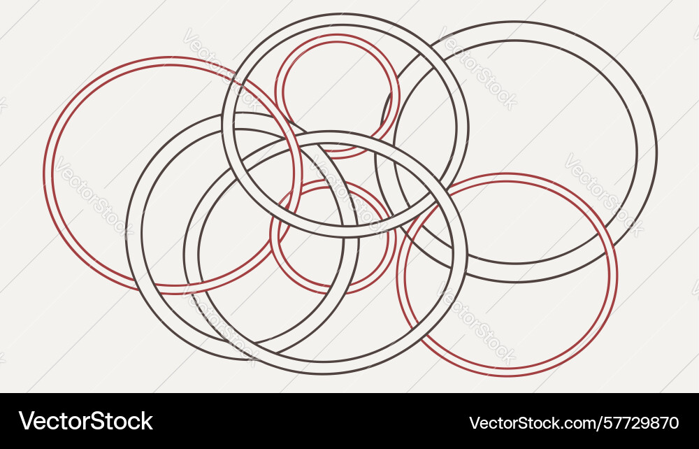 Linear overlapping circles abstract background vector image