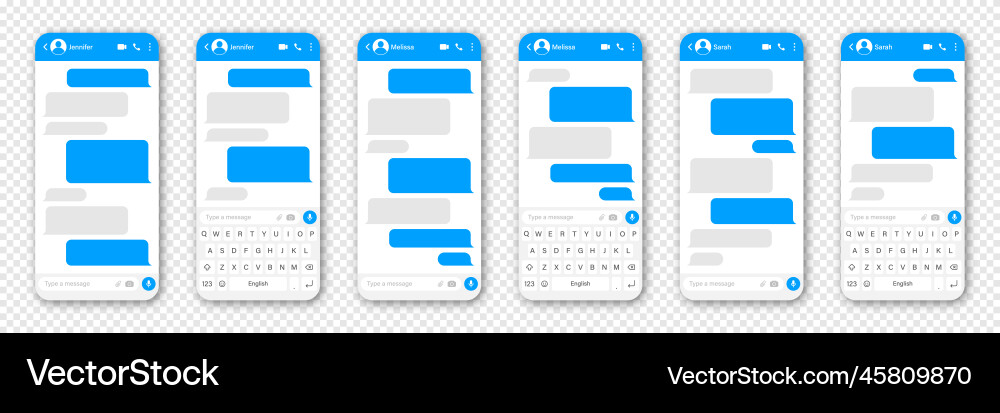 Messaging app design user interface blank sms vector image