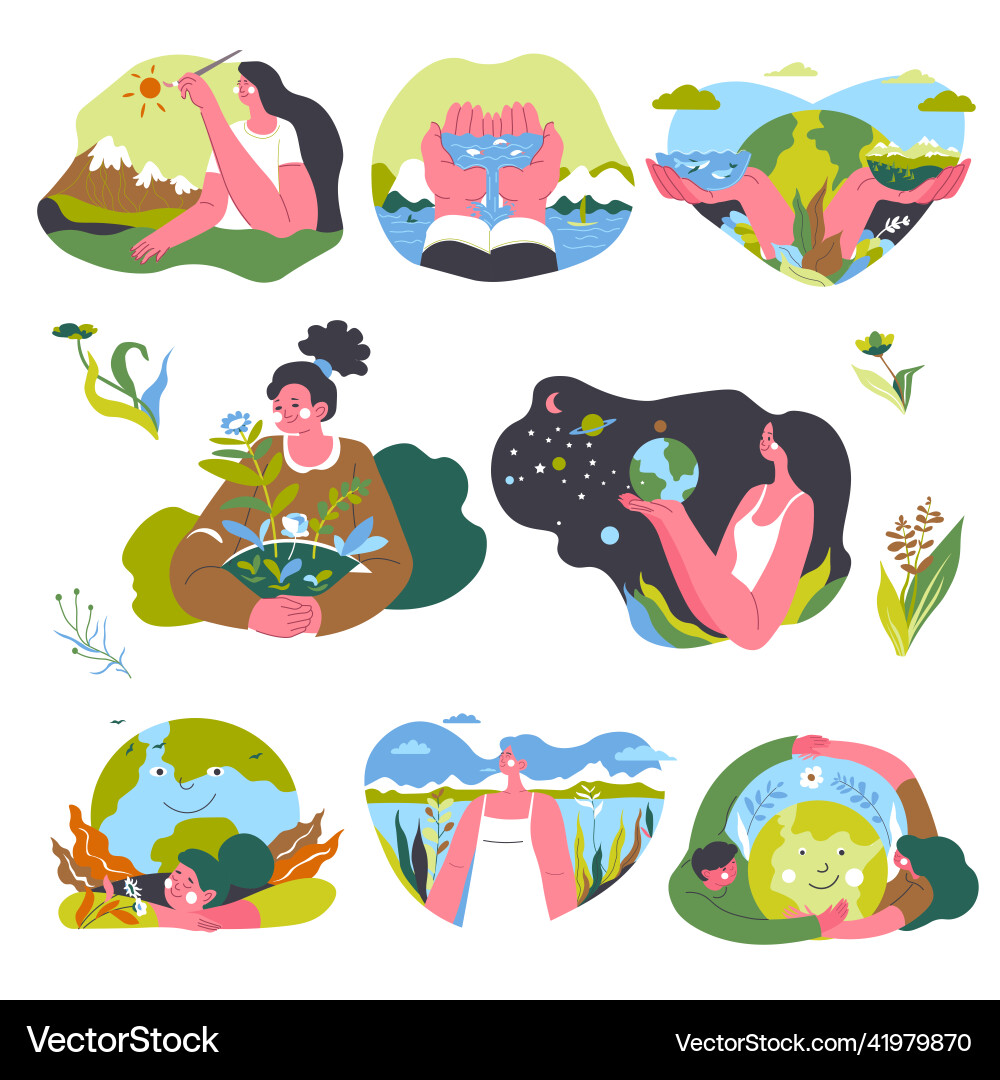 Nature preservation and conservation earth care Nature preservation and conservation earth care vector image