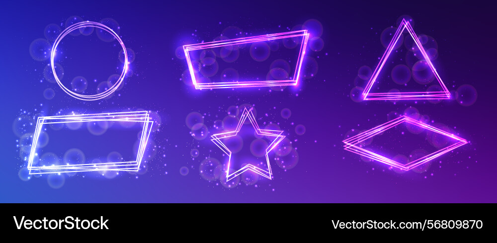 Neon frame with shining effects and sparkles Neon frame with shining effects and sparkles Vector Image
