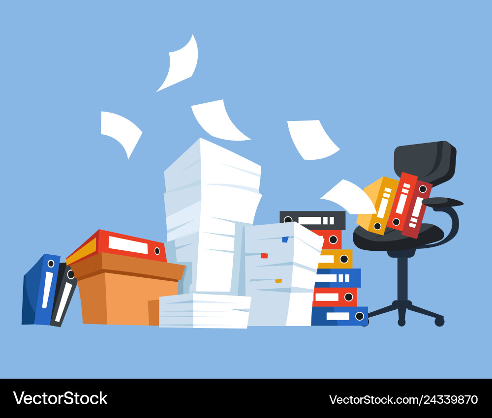 Office Workspace with Documents Vector Image