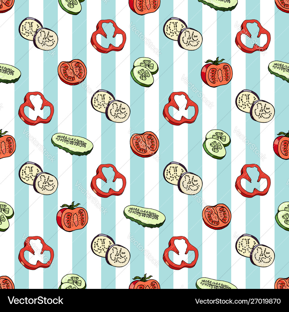 Seamless pattern with sliced vegetable slices vector image