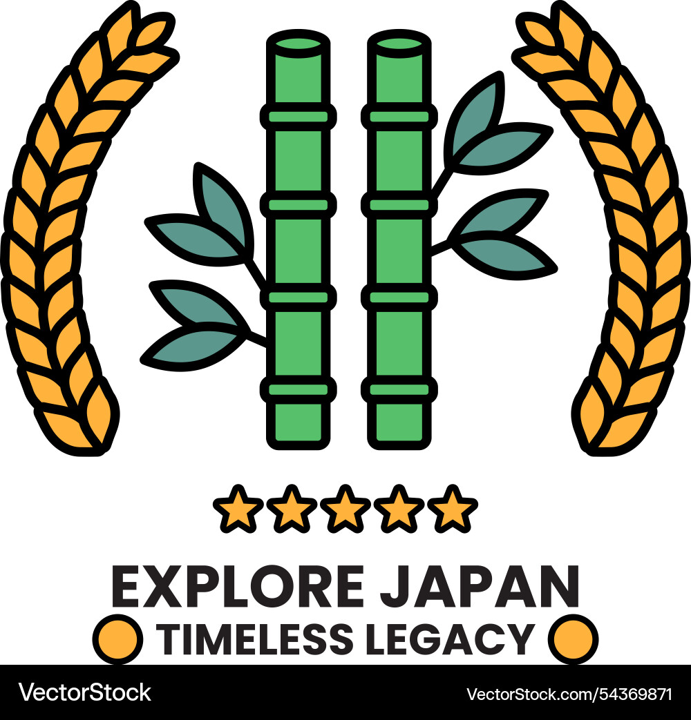 A logo for explore japan that has bamboo tree A logo for explore japan that has bamboo tree vector image