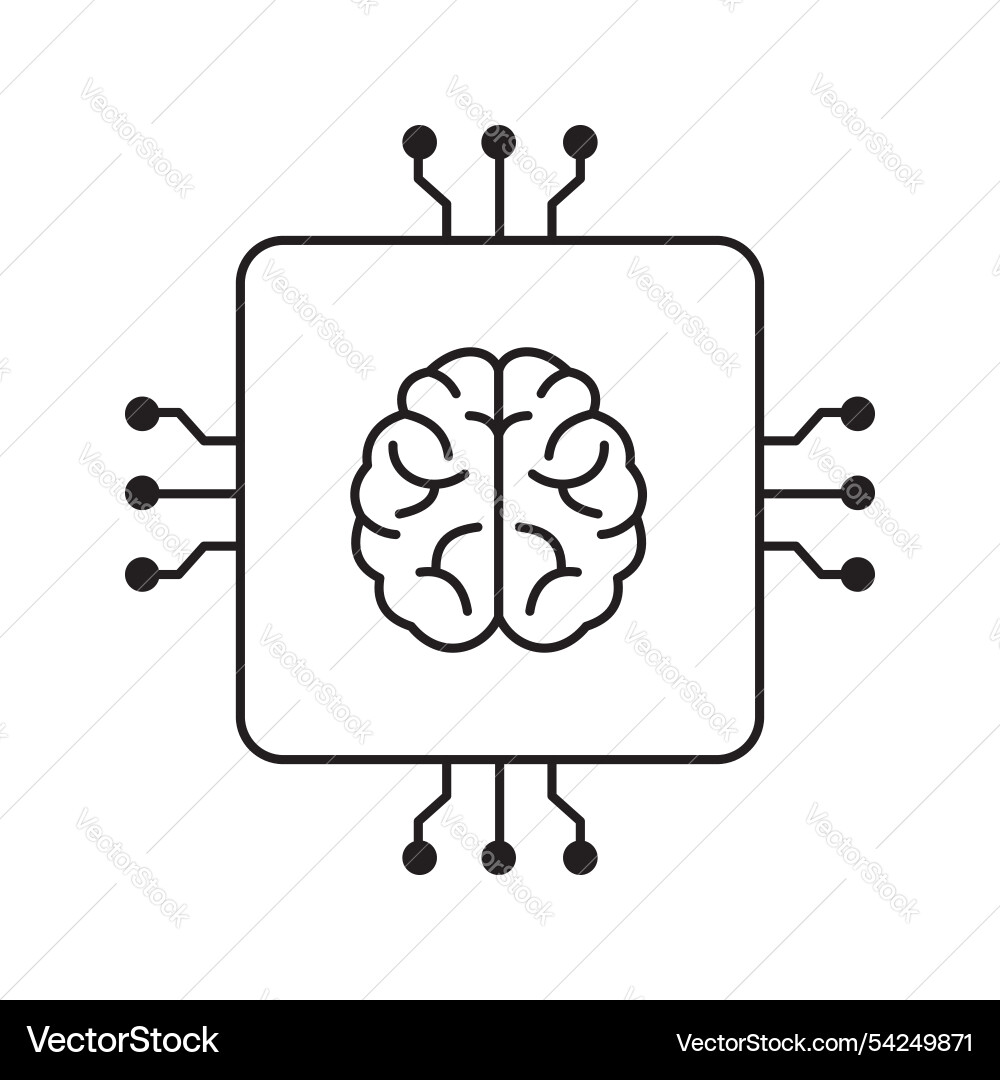 Ai neural processing and deep learning icon vector image