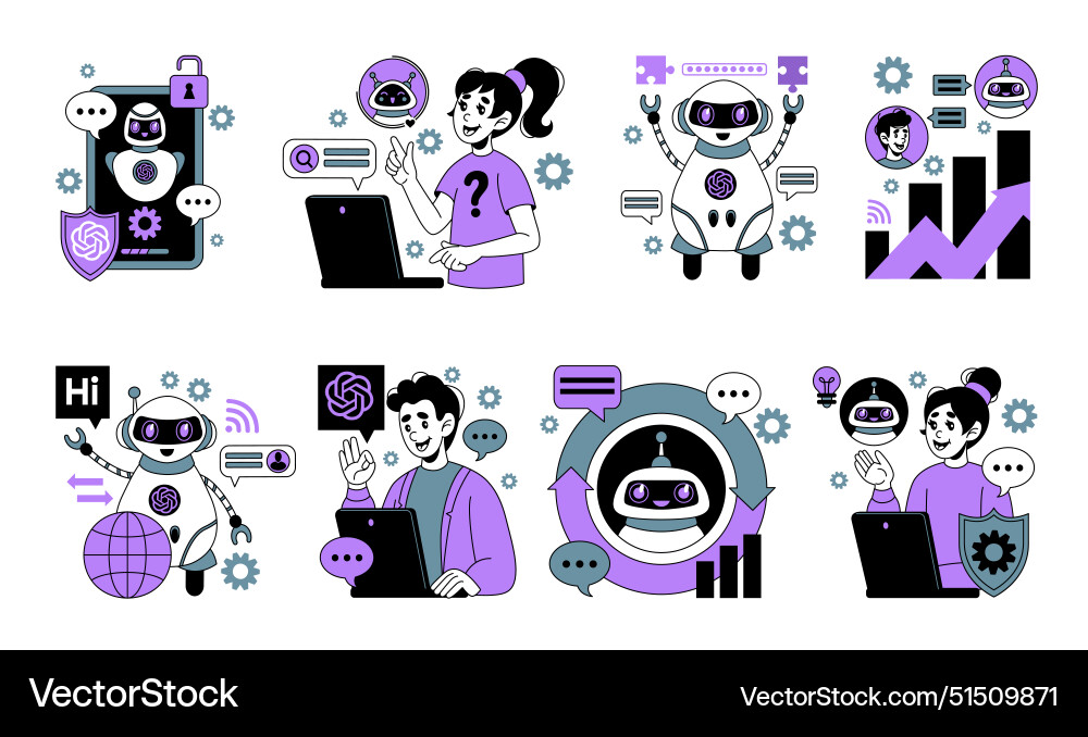 Ai robot chat gpt Assistant bot software Ai robot chat gpt Assistant bot software vektorbild