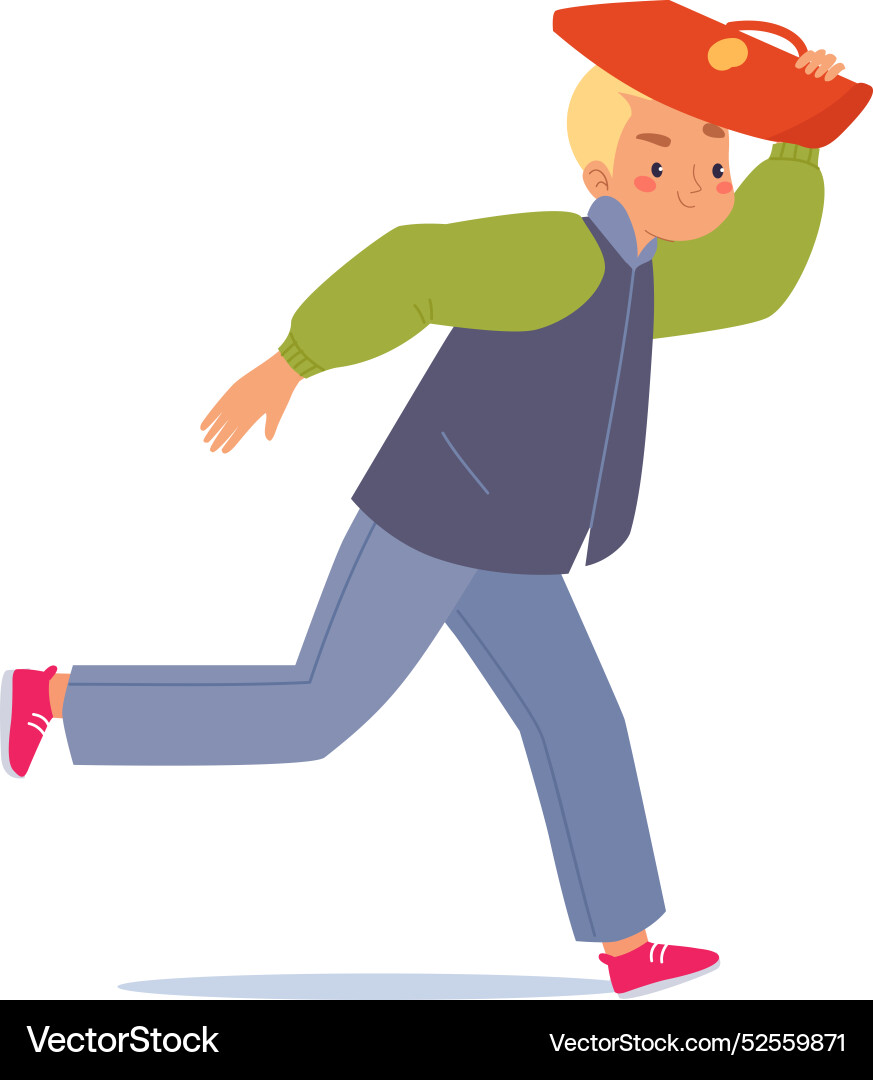 Bad weather with man character run in windstorm Vector Image
