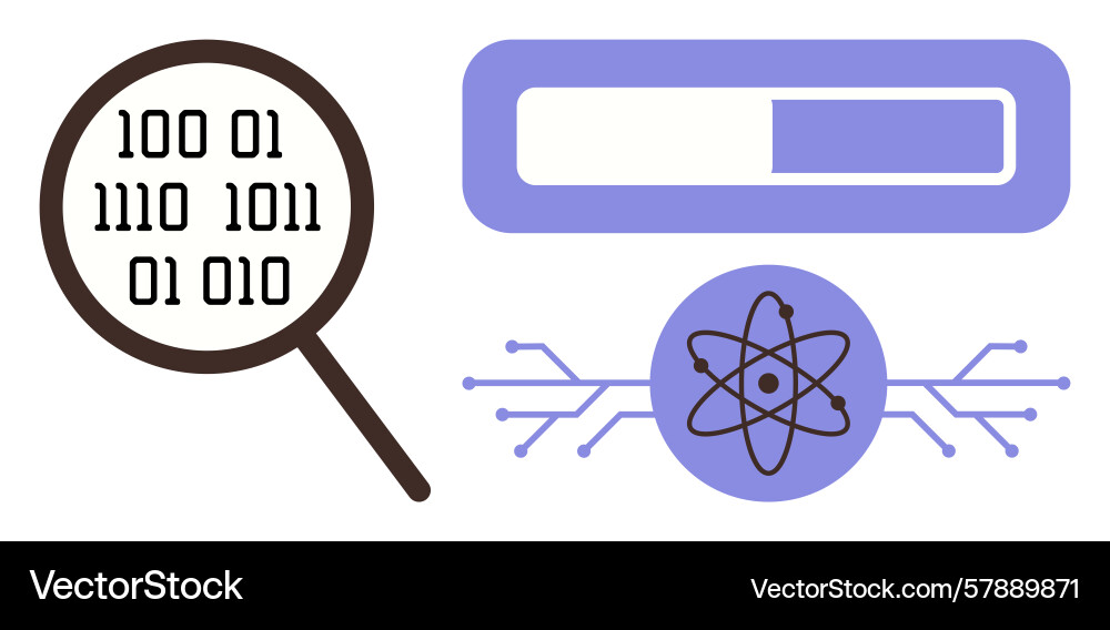 Binary analysis quantum science and progress bar vector image