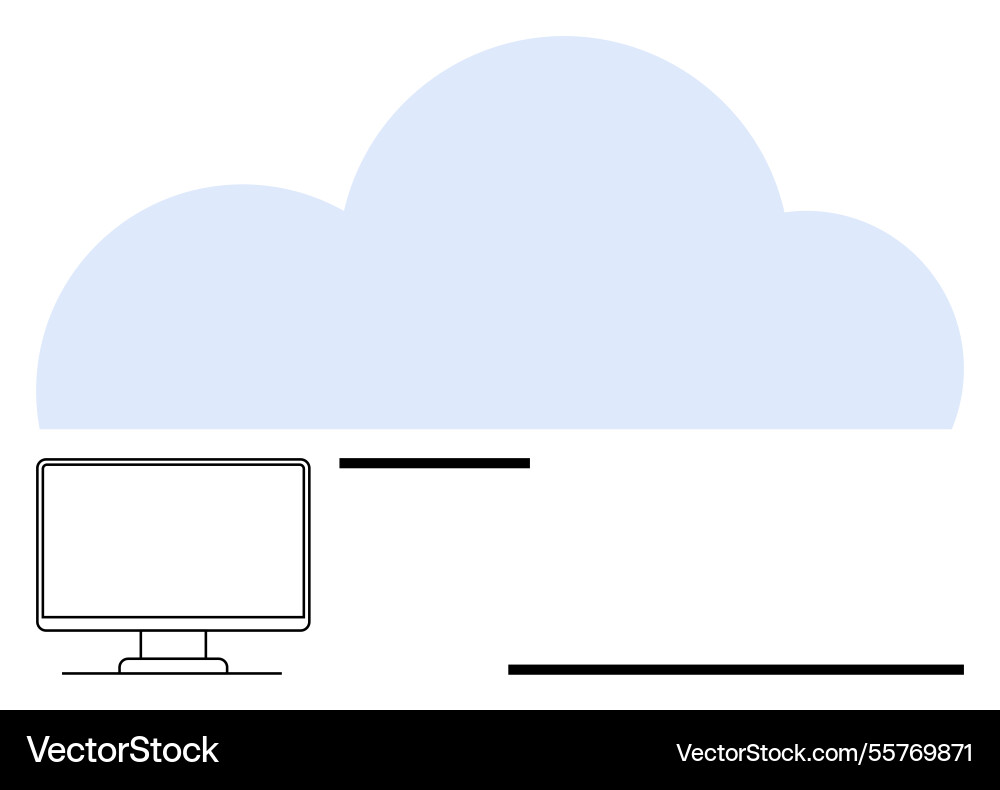 Cloud computing concept with desktop monitor Vector Image