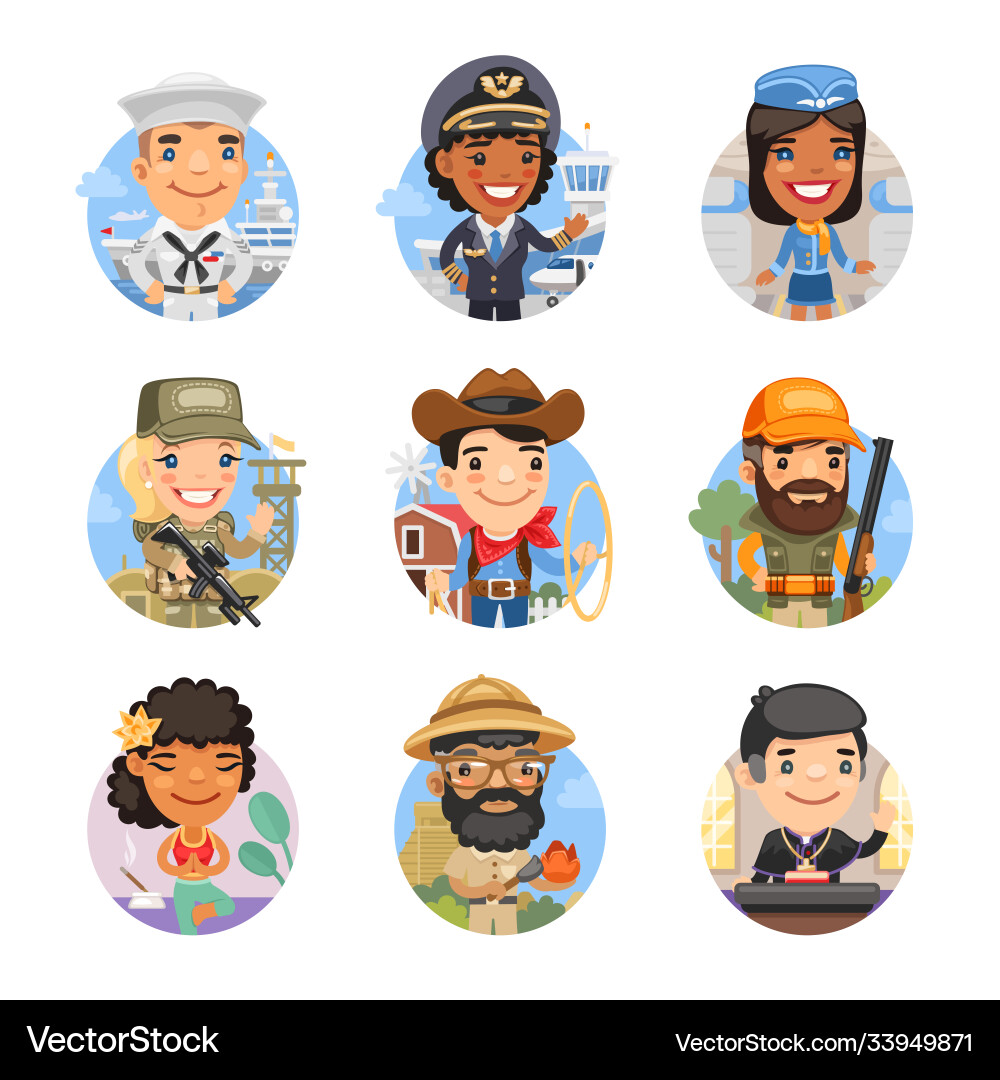 Diverse Profession Avatars Vector Image