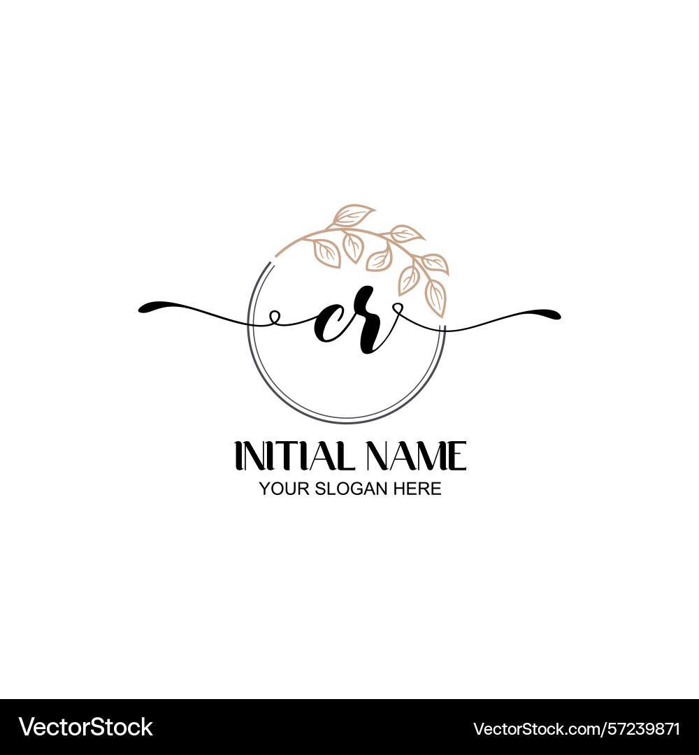 Elegant cr initial logo design with botanical Vector Image