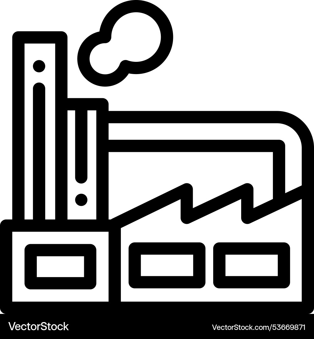 Factory icon thin linear style design isolated Factory icon thin linear style design isolated Vector Image