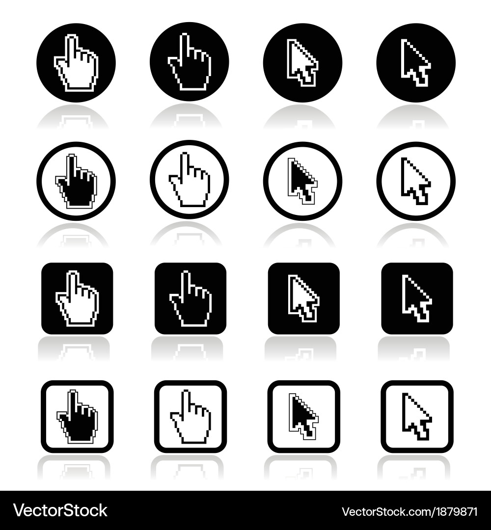 Hand and arrow cursor icons set Vector Image