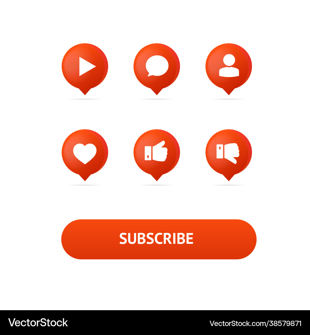 Realistic 3d detailed red bubble buttons set Realistic 3d detailed red bubble buttons set vector image