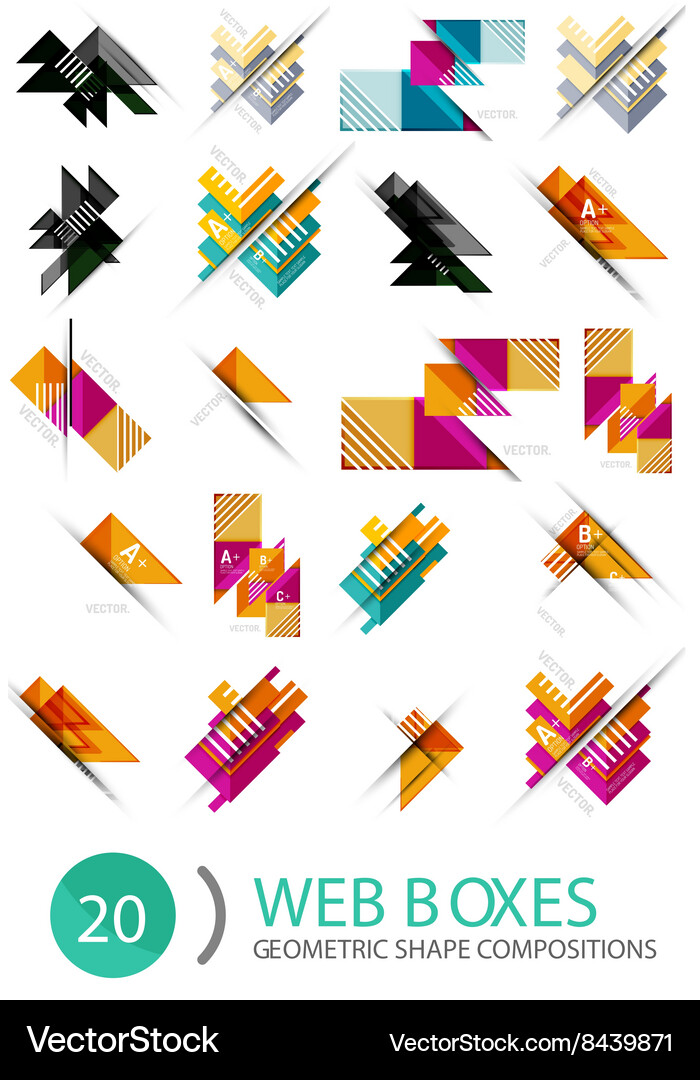 Set of web internet boxes with buttons and sample Vector Image