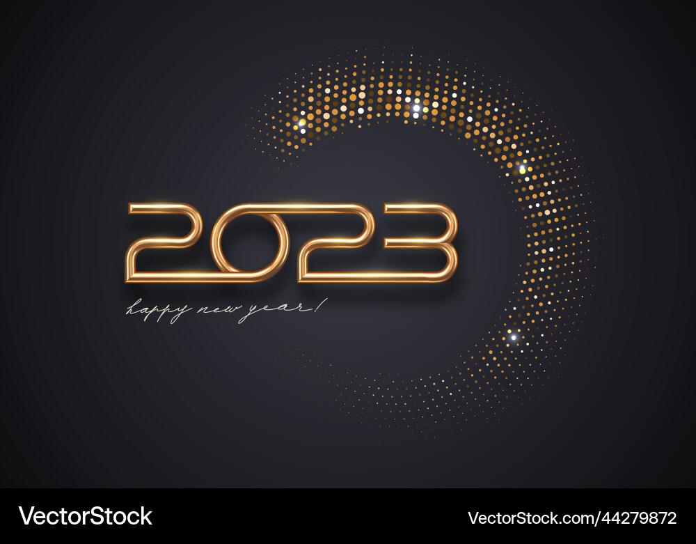 2023 new year luxury logo with golden halftone 2023 new year luxury logo with golden halftone vector image
