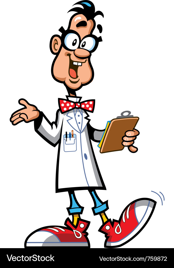 Cheerful Cartoon Scientist Vector Image