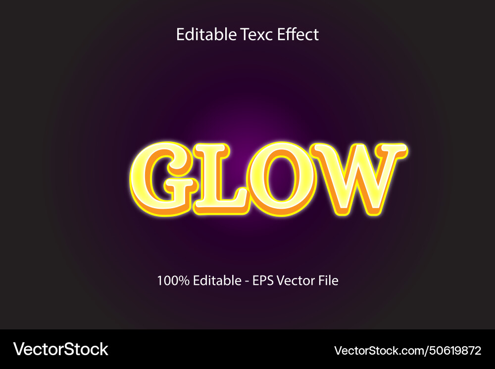Glow editable text effect 3d emboss flat style Glow editable text effect 3d emboss flat style vector image