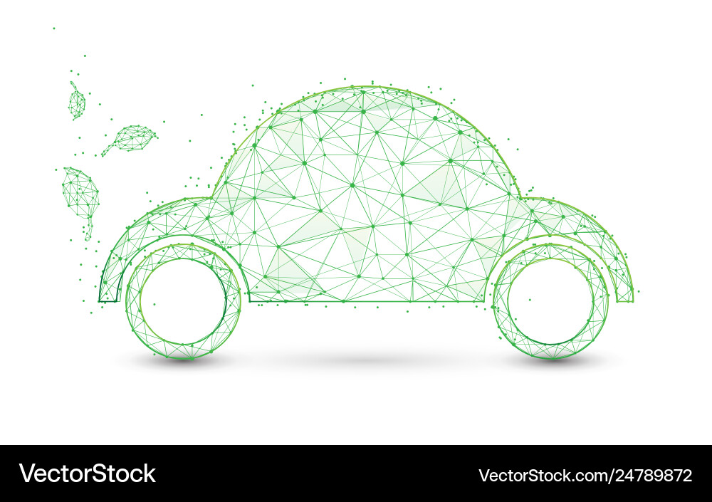 Öko freundliches Auto und verlässt Ökologie Konzept Vektorbild