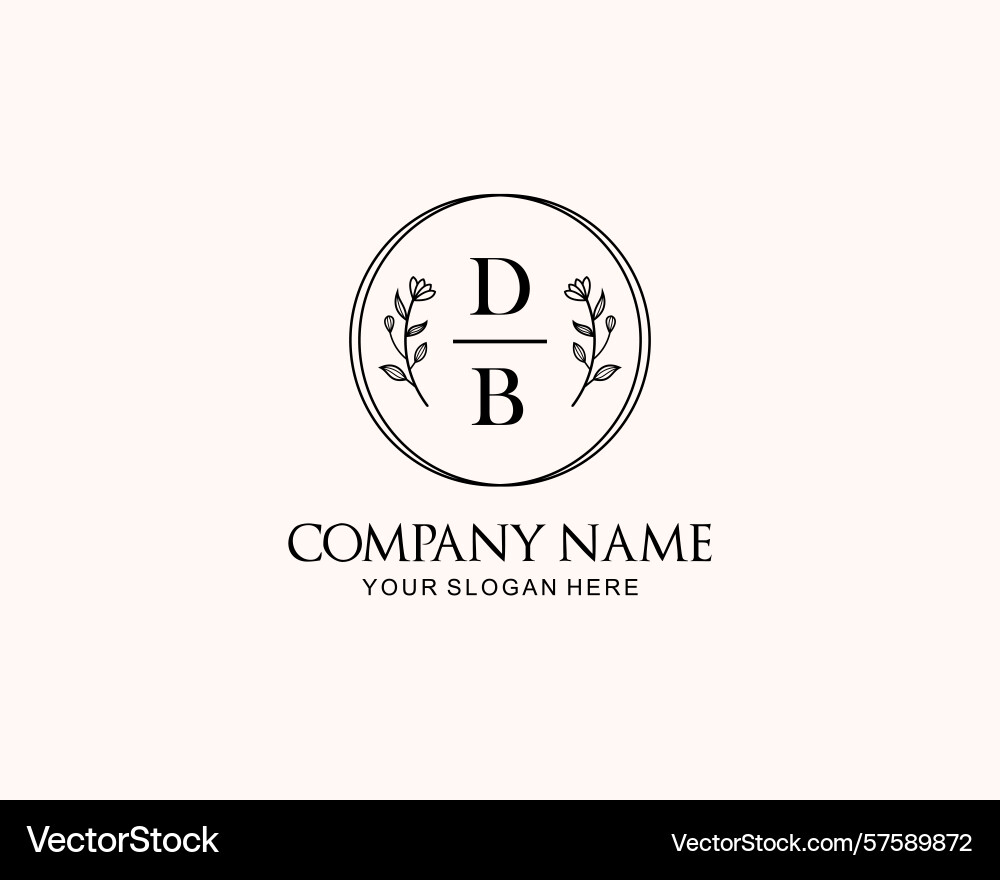 Minimalist db monogram logos with botanical Vector Image
