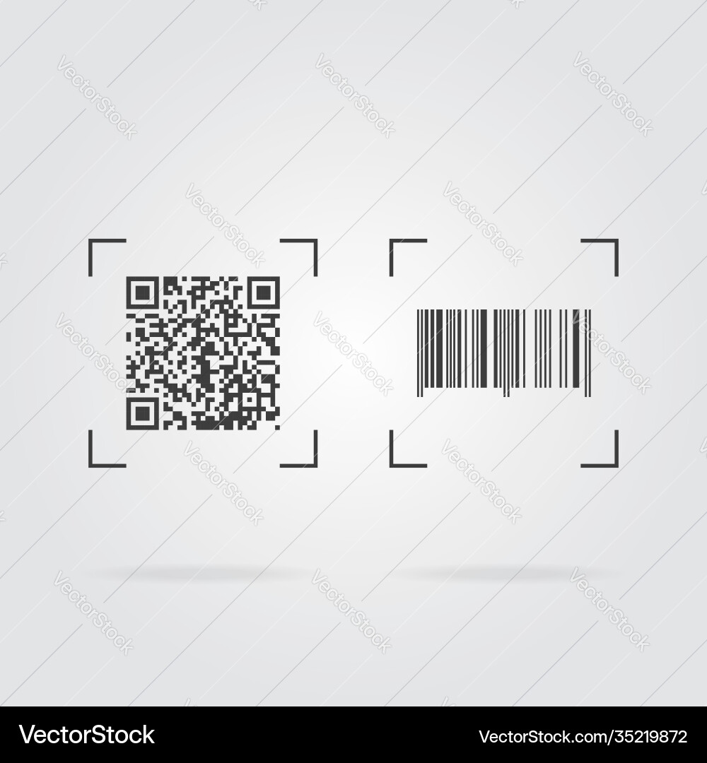 Scan qr and barcode icon on grey background Scan qr and barcode icon on grey background vector image