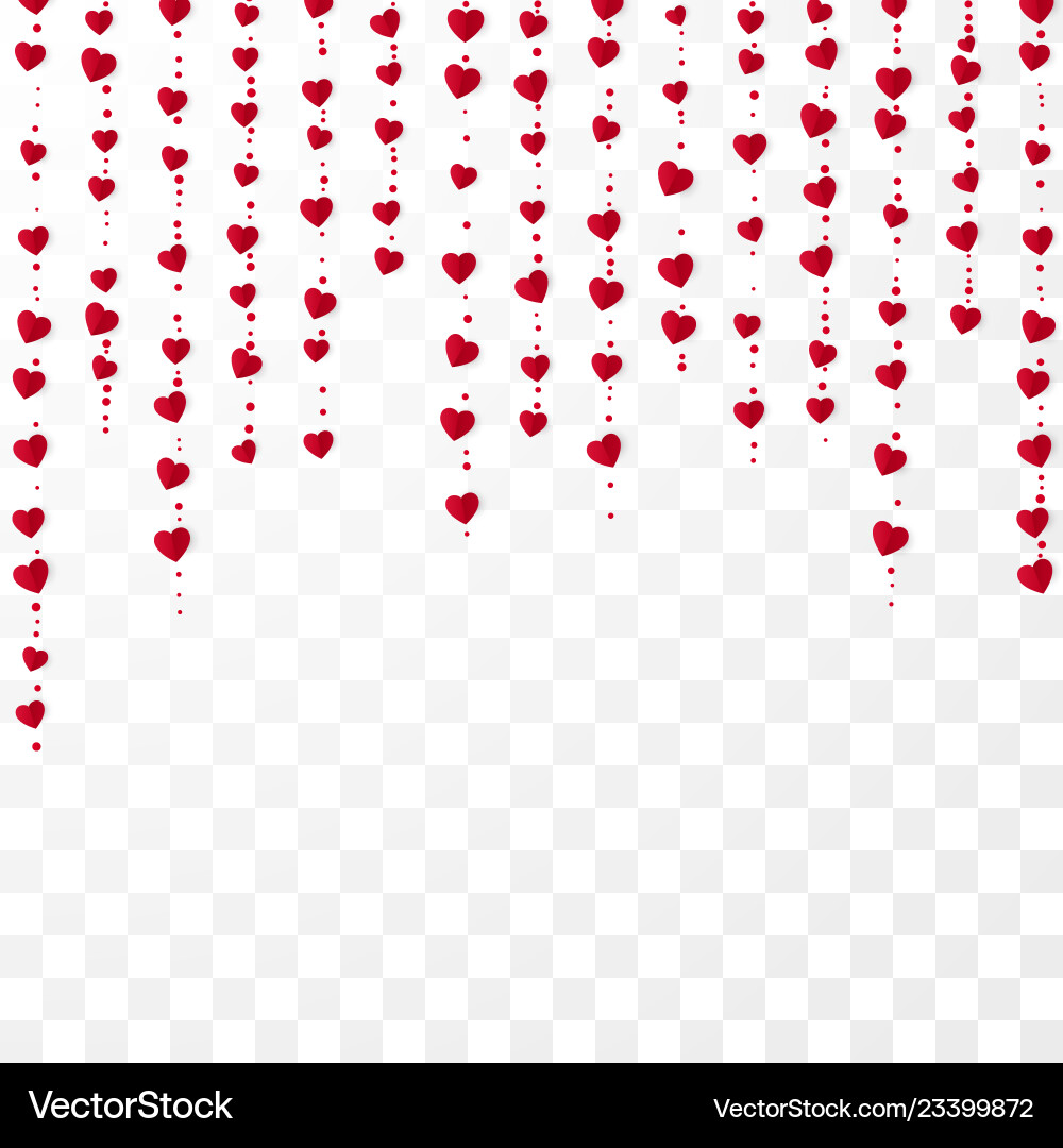 Vertical red heart garlands valentines day Vertical red heart garlands valentines day vector image