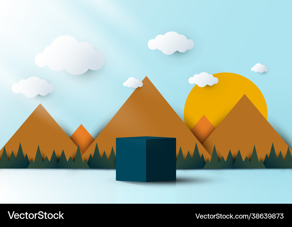 3d realistic blue cube shaped pedestal podium 3d realistic blue cube shaped pedestal podium vector image