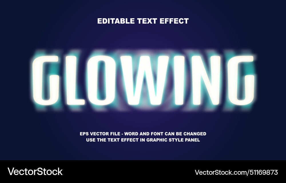 Editable text effect glowing 3d template vector image