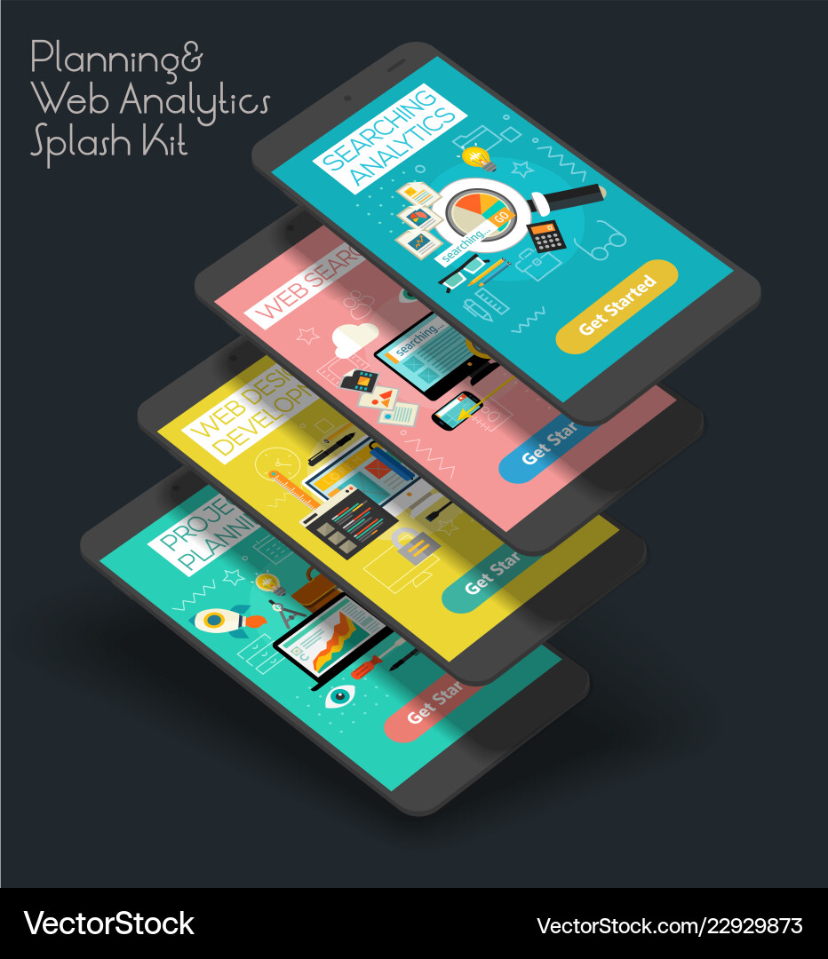Flat design responsive ui mobile app with 3d Flat design responsive ui mobile app with 3d vector image