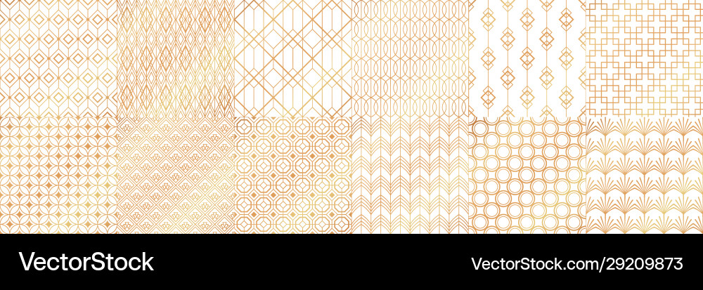 Golden art deco patterns decorative tiles Golden art deco patterns decorative tiles vector image