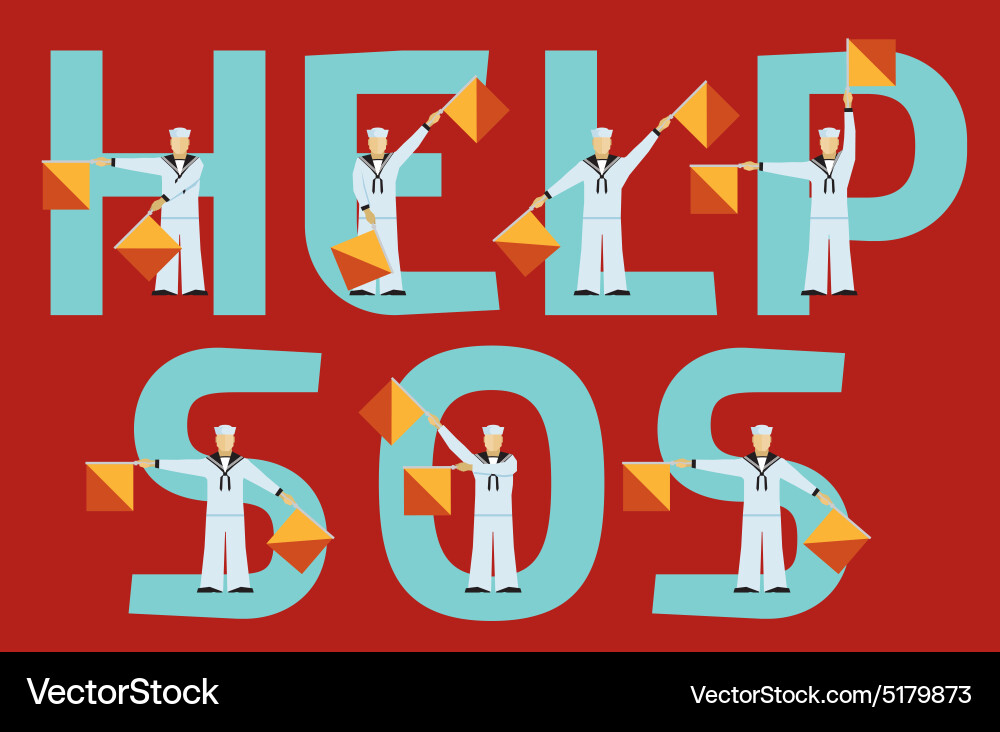 Help and sos semaphore flags vector image