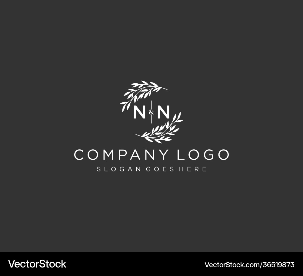 Initial nn letters floral frames monogram wedding Vector Image