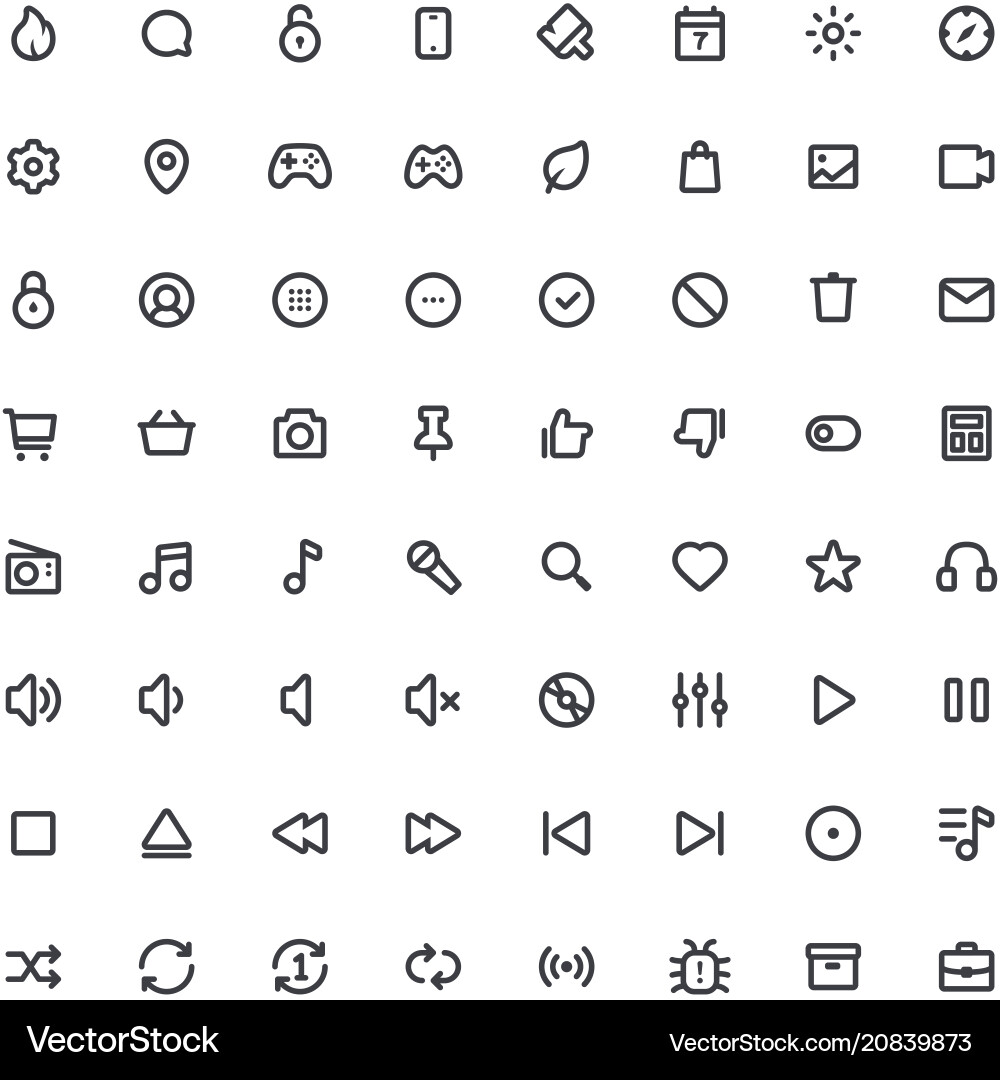 Outline icons for web and mobilethin stroke Outline icons for web and mobilethin stroke vector image