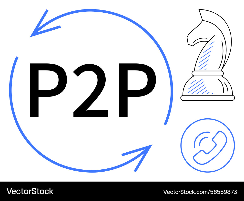 Peer-to-peer concept with arrows chess knight Vector Image
