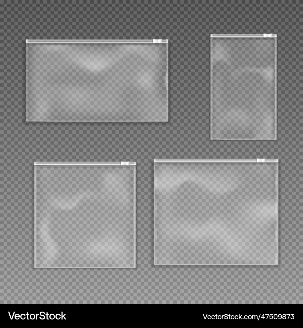 Plastic zip bag zipper pouch clear transparent Plastic zip bag zipper pouch clear transparent vector image