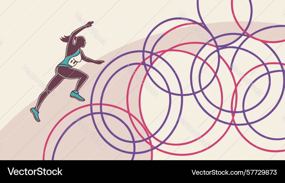 Runner on abstract linear circular path art vector image