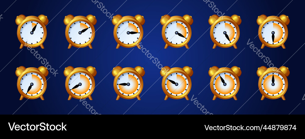 Clock game icons time animation sprite sheet Clock game icons time animation sprite sheet vector image